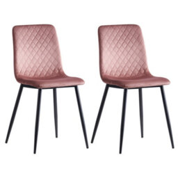 Mcc Direct Set Of 2 Lexi Velvet Fabric Dining Chairs With Metal Legs Pink - thumbnail 3