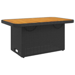 Walplus Garden Table Black 90X55X71 Cm Poly Rattan And Acacia Wood - thumbnail 2