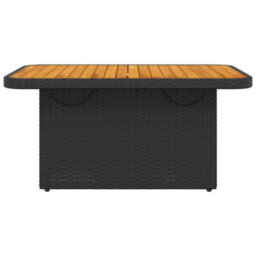 Walplus Garden Table Black 90X55X71 Cm Poly Rattan And Acacia Wood - thumbnail 5