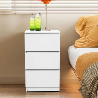 Bedside Storage Cabinet White Chest Of Drawers Side Table Shelf Bedroom 3 Drawer - image 1