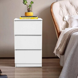 Bedside Storage Cabinet White Chest Of Drawers Side Table Shelf Bedroom 3 Drawer - thumbnail 7