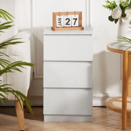Bedside Storage Cabinet White Chest Of Drawers Side Table Shelf Bedroom 3 Drawer - thumbnail 5