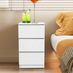 Bedside Storage Cabinet White Chest Of Drawers Side Table Shelf Bedroom 3 Drawer