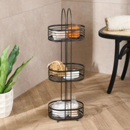 Ohs 3 Tier Shower Caddy Rust Resistant Metal Bathroom Organiser - Black