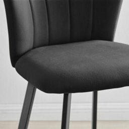 Furniturebox Juniper Black Soft Touch Velvet Fluted Art Deco Bar Stools With Black Legs (Set Of 2) - thumbnail 3