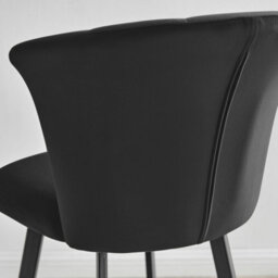 Furniturebox Juniper Black Soft Touch Velvet Fluted Art Deco Bar Stools With Black Legs (Set Of 2) - thumbnail 5