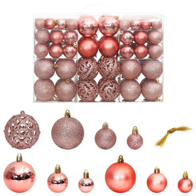 Berkfield Christmas Baubles 100 Pcs Pink And Rose 3 / 4 / 6 Cm - image 1