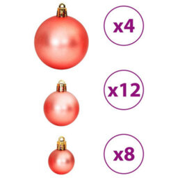 Berkfield Christmas Baubles 100 Pcs Pink And Rose 3 / 4 / 6 Cm - thumbnail 7