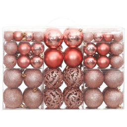 Berkfield Christmas Baubles 100 Pcs Pink And Rose 3 / 4 / 6 Cm - thumbnail 2