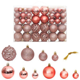 Berkfield Christmas Baubles 100 Pcs Pink And Rose 3 / 4 / 6 Cm - thumbnail 1