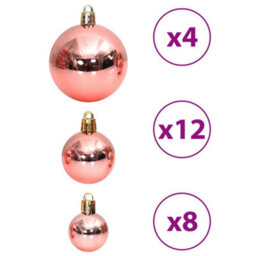 Berkfield Christmas Baubles 100 Pcs Pink And Rose 3 / 4 / 6 Cm - thumbnail 6