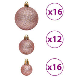 Berkfield Christmas Baubles 100 Pcs Pink And Rose 3 / 4 / 6 Cm - thumbnail 5
