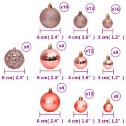 Berkfield Christmas Baubles 100 Pcs Pink And Rose 3 / 4 / 6 Cm - thumbnail 8
