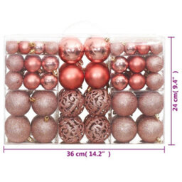 Berkfield Christmas Baubles 100 Pcs Pink And Rose 3 / 4 / 6 Cm - thumbnail 9