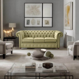 Chesterfield 3 Seater Shelly Golders Green Leather Sofa Bespoke In Classic Style - thumbnail 3