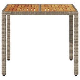 Walplus Garden Table With Acacia Wood Top Grey 90X90X75 Cm Poly Rattan - thumbnail 4