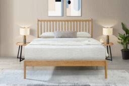 Save On Goods UK 5Ft King Size Oak Finish Wood Bed Wooden Frame Bedstead. Solid Wood, Spindle Style - thumbnail 2