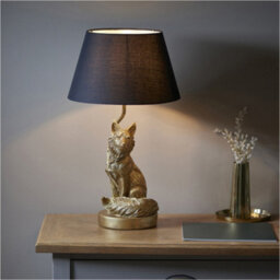 Loops 2 Pack Vintage Gold Paint & Black Fabric Table Lamp - 530mm Tall Light - thumbnail 4