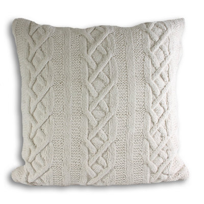 Paoletti Aran Cable Knit 100% Cotton Feather Filled Cushion