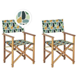 Beliani Set Of 2 Garden Chairs Cine Acacia Wood Multicolour - thumbnail 1