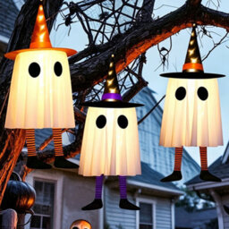 Halloween Ghost String Lights Led Hanging Ghost Fairy Lights For Indoor Outdoor Party Decor Orange - thumbnail 2