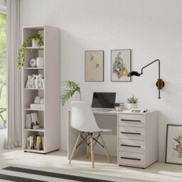 Arte Maxione 08 Bookcase 45Cm - Cashmere, Elegant Five-Shelf Tall Bookcase - thumbnail 3