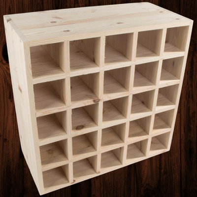 Woodeedoo Square Solid Pine Wooden Wine Rack 25 Bottle Floor Standing Cube Storage Unfinished Decorative Wood 52 X 52 X 25 Cm - image 1