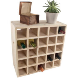 Woodeedoo Square Solid Pine Wooden Wine Rack 25 Bottle Floor Standing Cube Storage Unfinished Decorative Wood 52 X 52 X 25 Cm - thumbnail 3