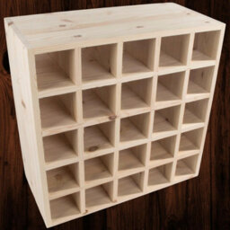 Woodeedoo Square Solid Pine Wooden Wine Rack 25 Bottle Floor Standing Cube Storage Unfinished Decorative Wood 52 X 52 X 25 Cm