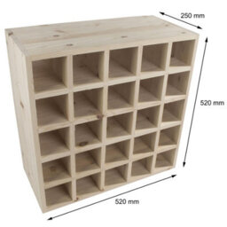 Woodeedoo Square Solid Pine Wooden Wine Rack 25 Bottle Floor Standing Cube Storage Unfinished Decorative Wood 52 X 52 X 25 Cm - thumbnail 9