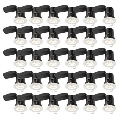 First Choice Lighting Set Of 30 Fire Rated Downlights - White Fixed Gu10 Recessed Downlights - image 1