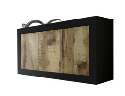 FurniComp LTD Furnicomp Selene 3 Door Matt Black And Oak Sideboard - thumbnail 2