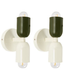 Beliani Set Of 2 Off-White Metal Shade Wall Lamps - Dual Up/down Lighting, Retro Iron Frame, 12 X 12 X 21 Cm Each - thumbnail 2