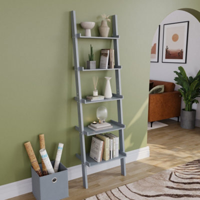 Lassic Vida Designs York Grey 5 Tier Ladder Bookcase Freestanding Open Shelf (H)1890mm (W)560mm (D)325mm - image 1