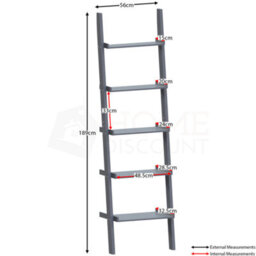 Lassic Vida Designs York Grey 5 Tier Ladder Bookcase Freestanding Open Shelf (H)1890mm (W)560mm (D)325mm - thumbnail 2
