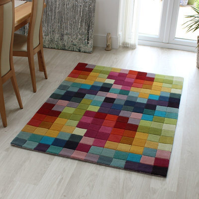 Funk Multi Colour Boxes Rug Rug 140X200Cm For The Living Room - image 1