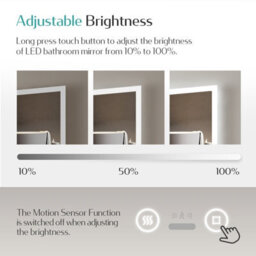 Emke Bathroom Led Mirror With Motion Sensor Switch, Multifunction Vanity Mirror With Dimmable, Demister, 500 X 700 mm - thumbnail 5