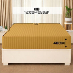 Aspire Homeware Ochre Stripe Fitted Sheet 40Cm Extra Deep-100%microfiber Fitted Bed Sheets Super King (L)200Cmx(W)180Cm - thumbnail 6