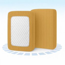 Aspire Homeware Ochre Stripe Fitted Sheet 40Cm Extra Deep-100%microfiber Fitted Bed Sheets Super King (L)200Cmx(W)180Cm - thumbnail 1