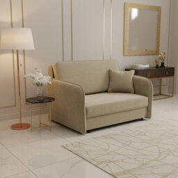Sofa Viva Loft Ii With Sleeping Function And Storage Chipboard Metal Legs Wooden Frame 127Cm Width Beige - thumbnail 2
