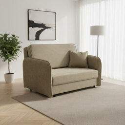 Sofa Viva Loft Ii With Sleeping Function And Storage Chipboard Metal Legs Wooden Frame 127Cm Width Beige - thumbnail 1