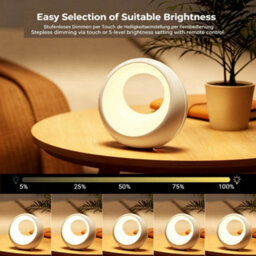 CLEFFNS Bedside Lamp Touch Dimmable Round With Remote Control, Led Table Lamp Wireless With Rgb Colour Changing, Baby Night Light Children - thumbnail 2