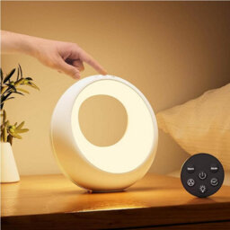 CLEFFNS Bedside Lamp Touch Dimmable Round With Remote Control, Led Table Lamp Wireless With Rgb Colour Changing, Baby Night Light Children