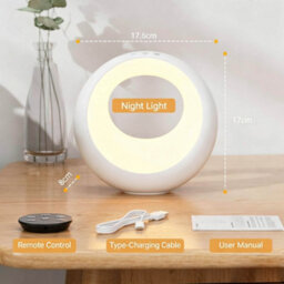 CLEFFNS Bedside Lamp Touch Dimmable Round With Remote Control, Led Table Lamp Wireless With Rgb Colour Changing, Baby Night Light Children - thumbnail 5