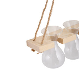 Living And Home Wall Hanging Wooden Frame 3 Glass Bulb Vases Plant Propagation Station Hydroponic Planter Decor - thumbnail 6