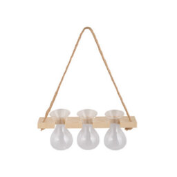 Living And Home Wall Hanging Wooden Frame 3 Glass Bulb Vases Plant Propagation Station Hydroponic Planter Decor - thumbnail 4