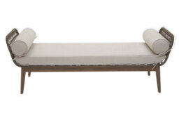Orsina Rattan Woven Day Bed With 2 Side Round Pillow, Rattan Lounge Bench, Wooden Day Bed For Living Room - thumbnail 4