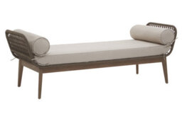 Orsina Rattan Woven Day Bed With 2 Side Round Pillow, Rattan Lounge Bench, Wooden Day Bed For Living Room - thumbnail 3