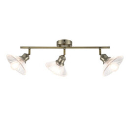 Cosylyte Milan Bathroom 3 Light Modern Ribbed Glass Spotlight - Antique Brass - thumbnail 3