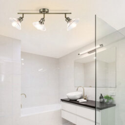Cosylyte Milan Bathroom 3 Light Modern Ribbed Glass Spotlight - Antique Brass - thumbnail 2